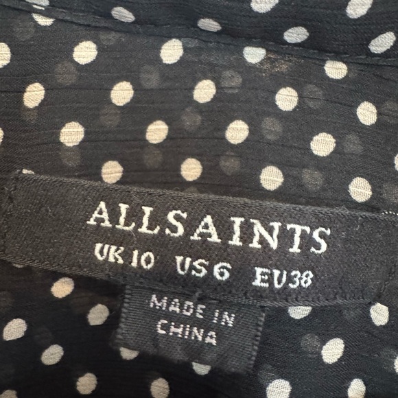 All Saints Black and White Polka Dot Blouse - Picture 3 of 8